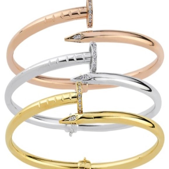 10Kt Twisted Nail bangle with Cubics - Picture 2 of 3